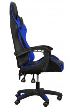 Fotel buirowy gamingowy skórzany kubełkowy FORMULA - YN - czarno - niebieski