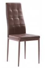 Nowoczesne skórzane krzesła pikowane - 258R - brązowe