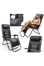 Krzesło ogrodowe z grubym wypełnieniem - ZERO GRAVITY - leżak rozkładany PREMIUM