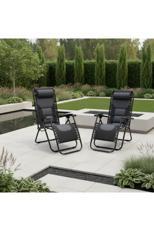 Krzesło ogrodowe z grubym wypełnieniem - ZERO GRAVITY - leżak rozkładany PREMIUM