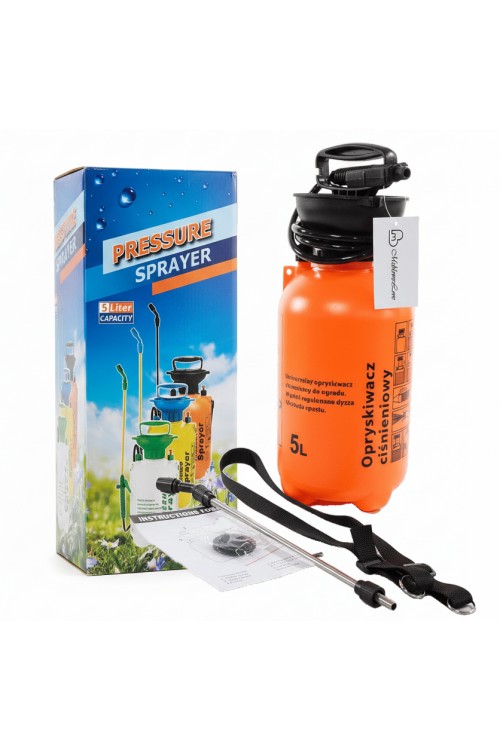 Opryskiwacz ogrodowy ciśnieniowy ręczny 5L - regulowana dysza - stalowa lanca
