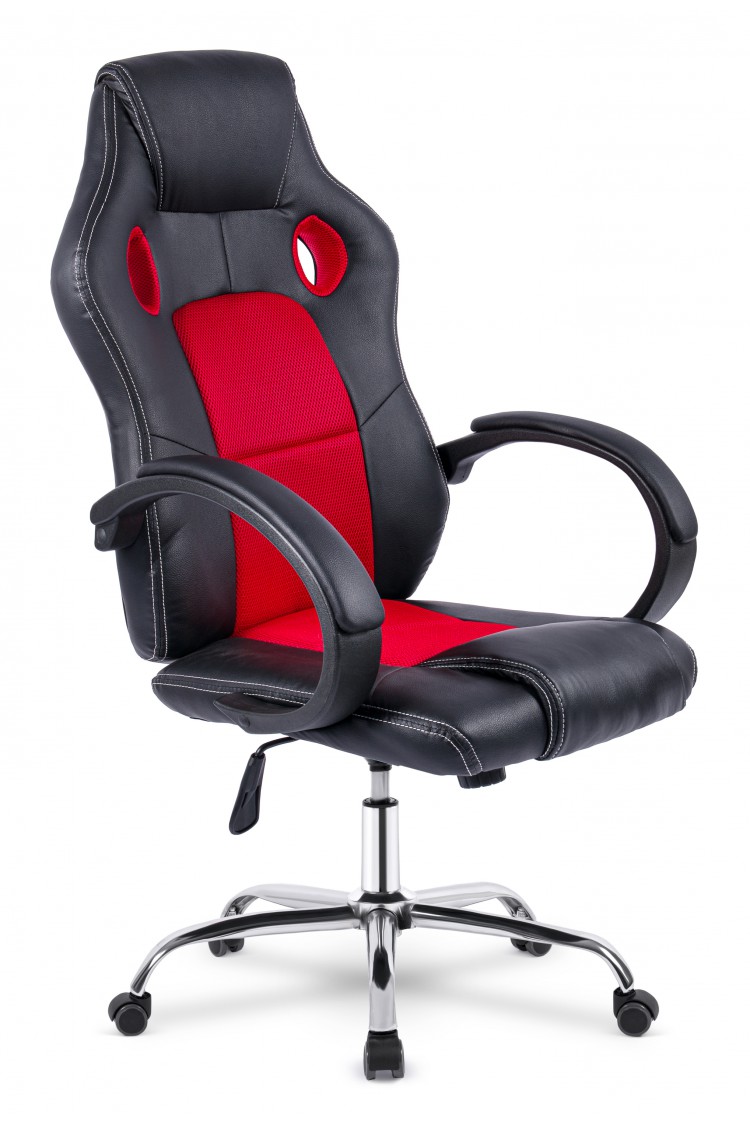 Fotel biurowy gamingowy kubełkowy PRO Racer DS - czarno/czerwony