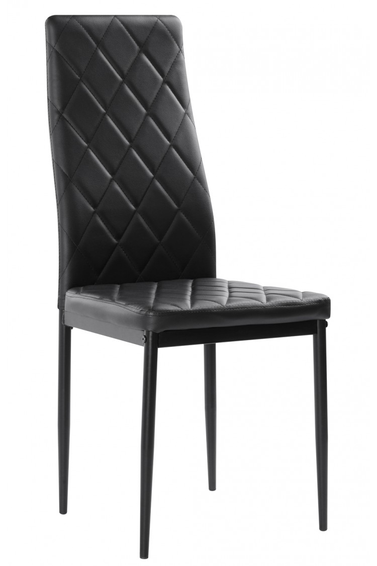 Nowoczesne skórzane krzesła pikowane - 258A - czarne