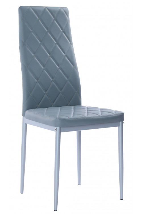 Nowoczesne skórzane krzesła pikowane - 258A - szare
